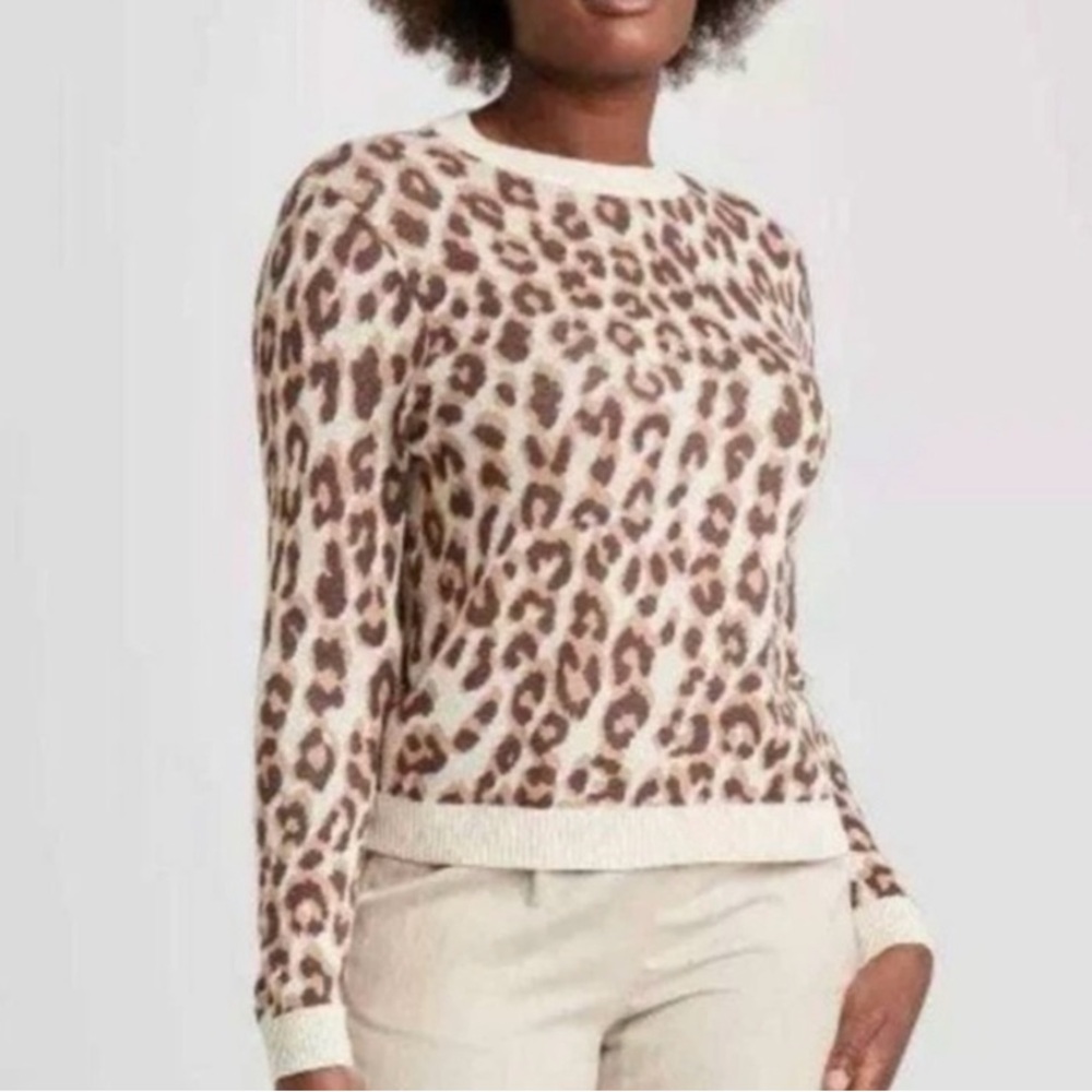 🟠A NEW DAY Knit Long Sleeve Sweater in Leopard Print SMALL